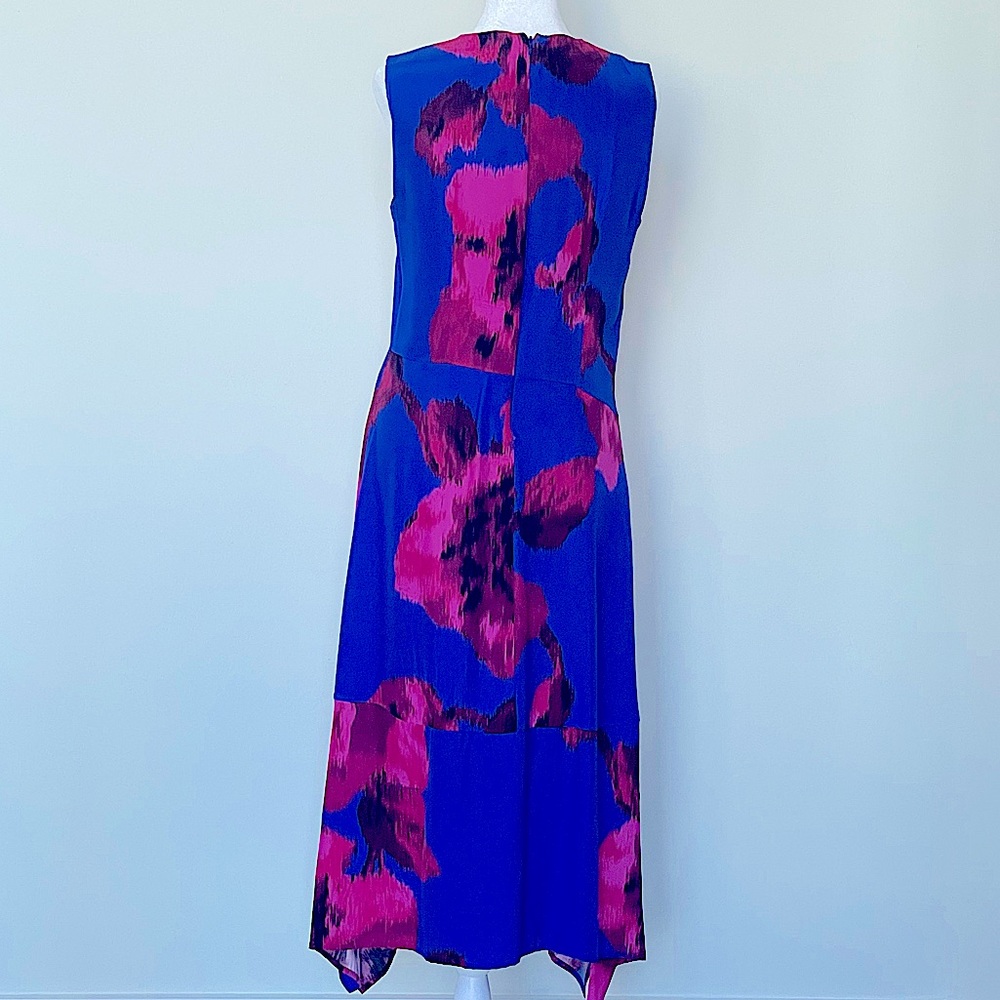 THAKOON -Blue and Purple Floral Printed Sleeveless Silk Dress - Picture 2 of 2